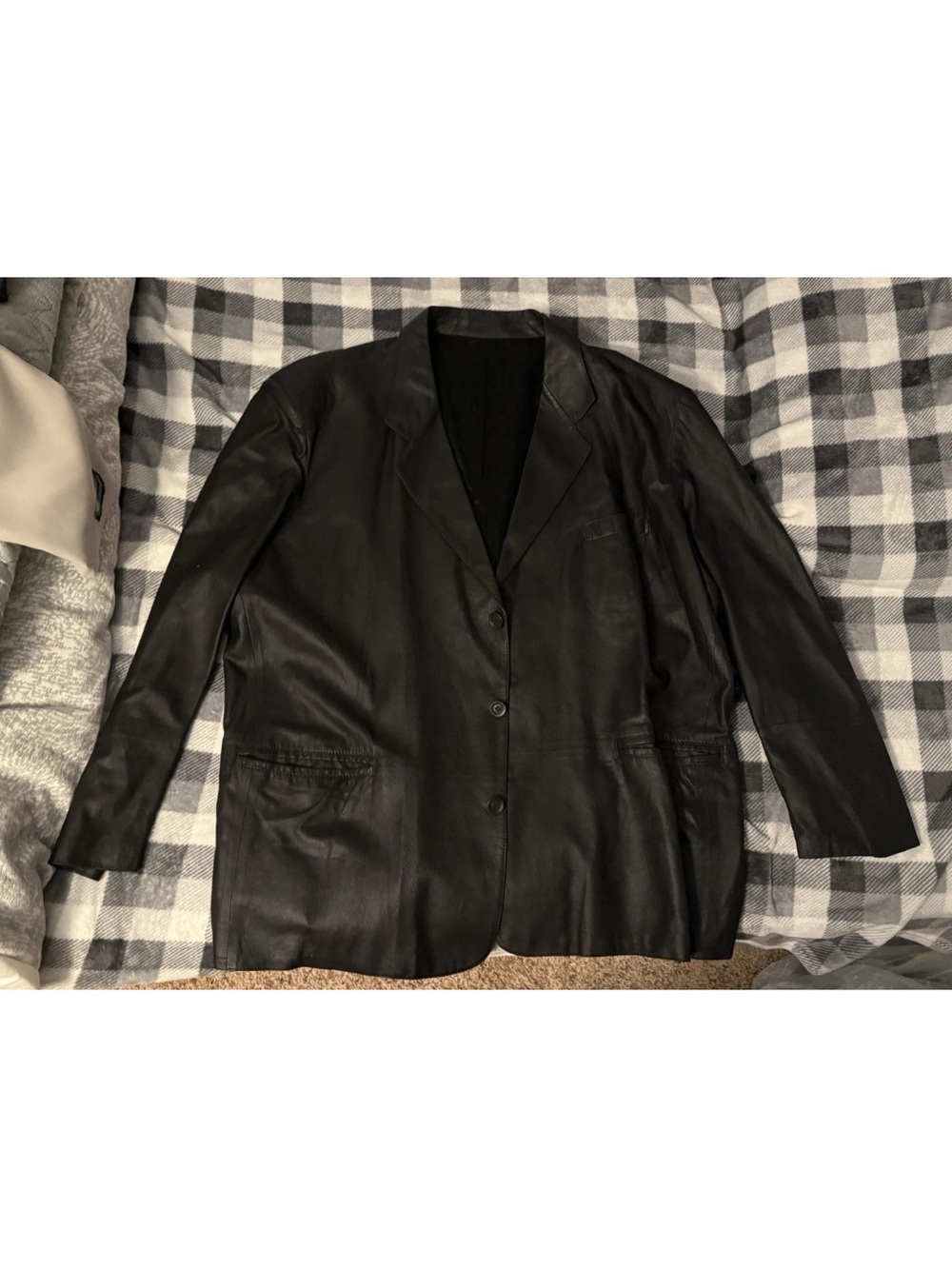 NEW Rochester Big & Tall by Remy Black Leather Suit Jacket 3XL